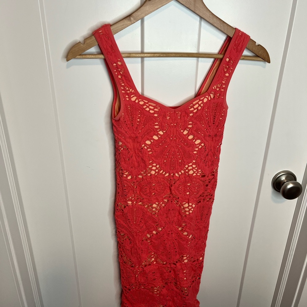 Coral color lace body on dress from free people size xs/sm - Picture 4 of 6